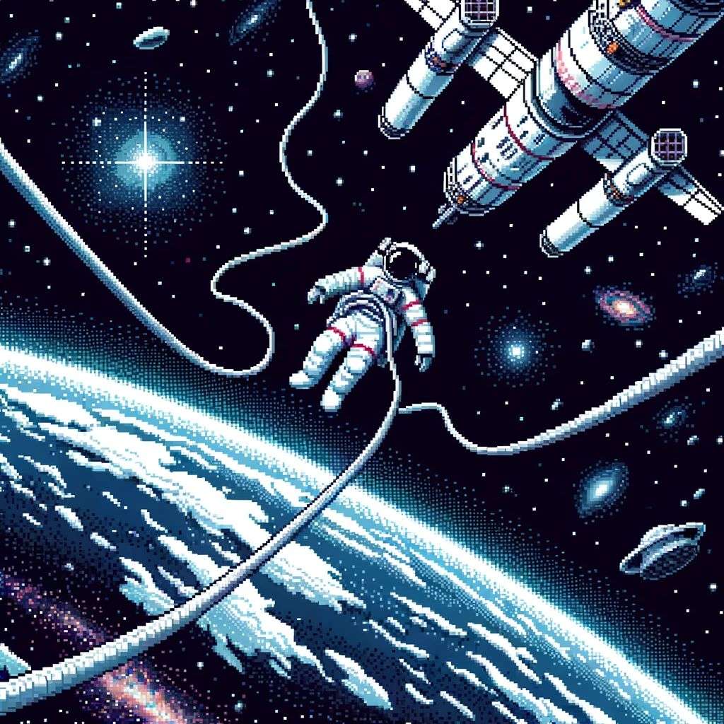 an astronaut, pixel art
